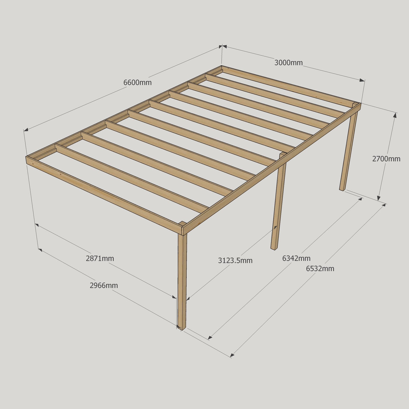Wall Mounted Box Pergola - Light Green - 3m Depth x 6.6m Length - image 13