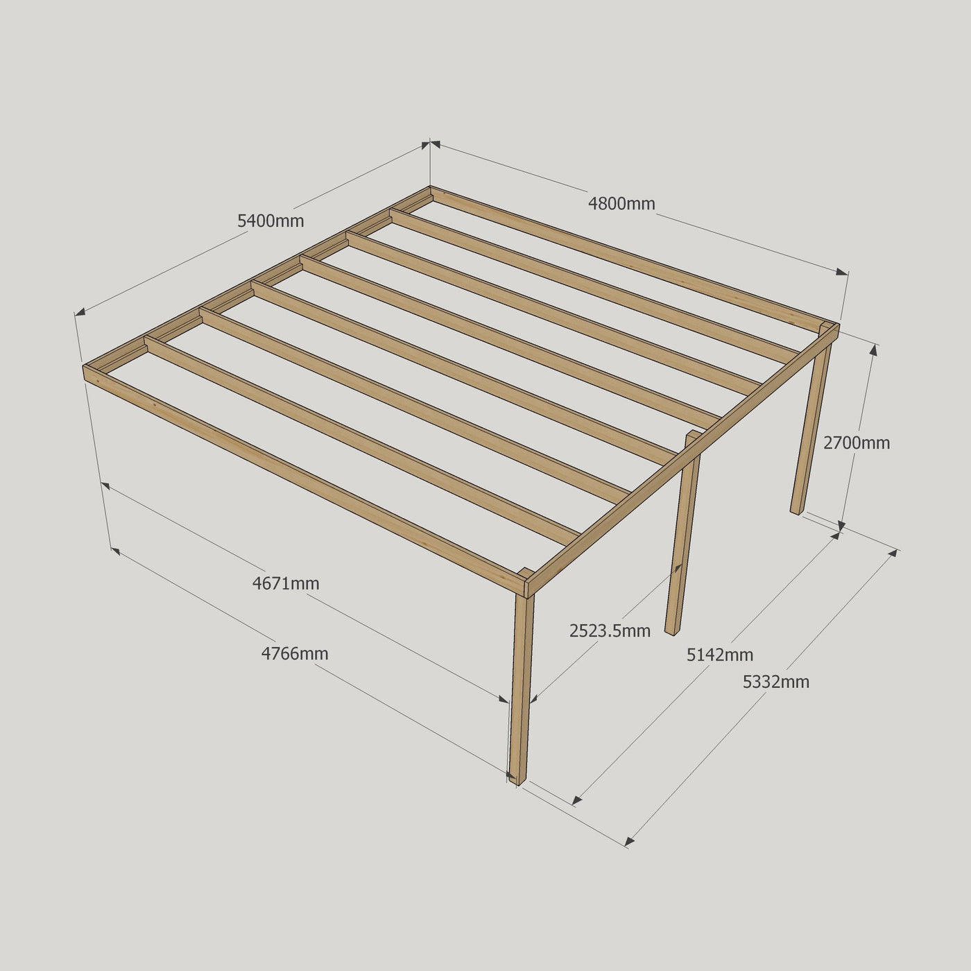Wall Mounted Box Pergola - Light Green - 4.8m Depth x 5.4m Length - image 13