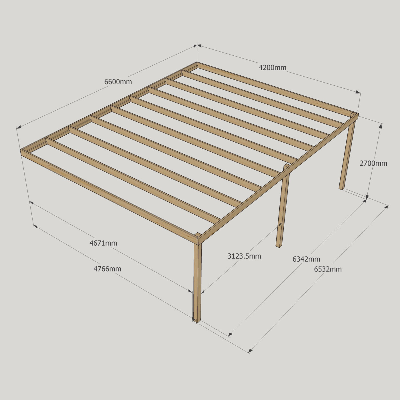 Wall Mounted Box Pergola - Light Green - 4.8m Depth x 6.6m Length - image 13