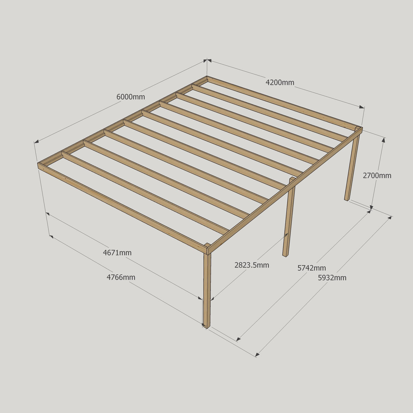 Wall Mounted Box Pergola - Light Green - 4.8m Depth x 6m Length - image 13