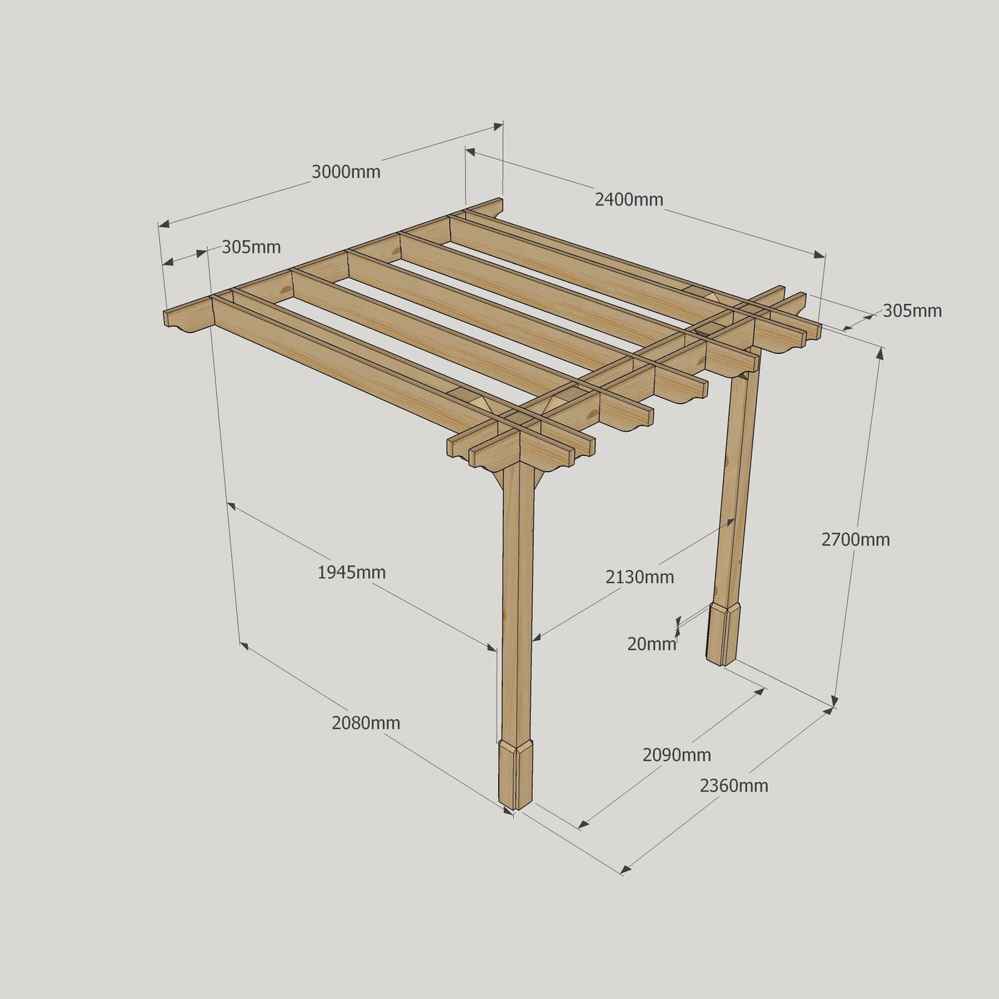 Wall Mounted Double Premium Pergola - Light Green - 2.4m Depth x 3m Length - image 12