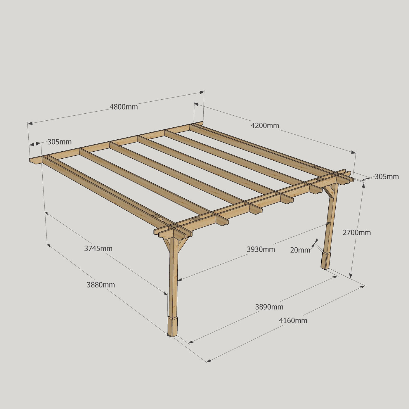 Wall Mounted Double Premium Pergola - Light Green - 4.2m Depth x 4.8m Length - image 14
