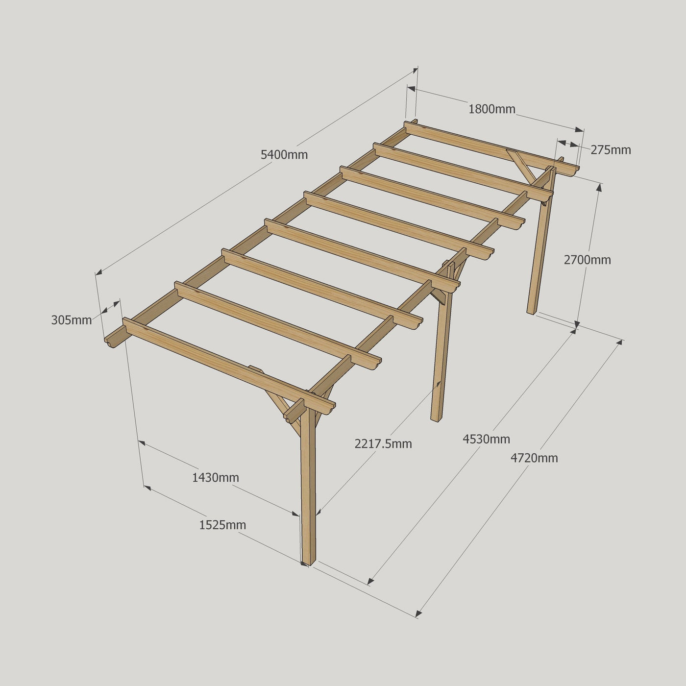 Wall Mounted Garden Pergola - Light Green - 1.8m Depth x 5.4m Length - image 13