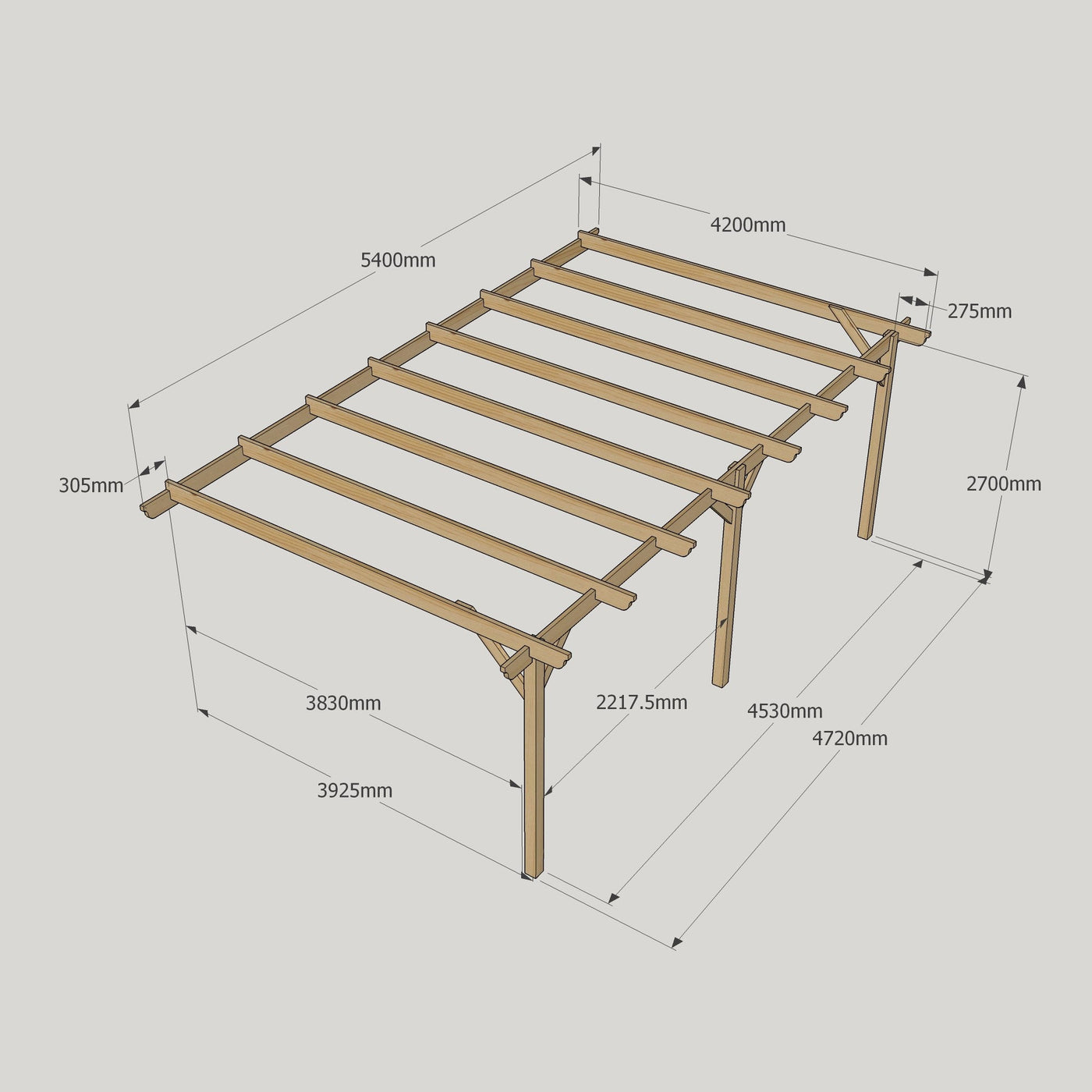 Wall Mounted Garden Pergola - Light Green - 4.2m Depth x 5.4m Length - image 13