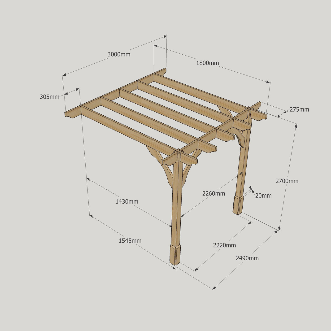 Wall Mounted Premium Pergola - Light Green - 1.8m Depth x 3m Length - image 15