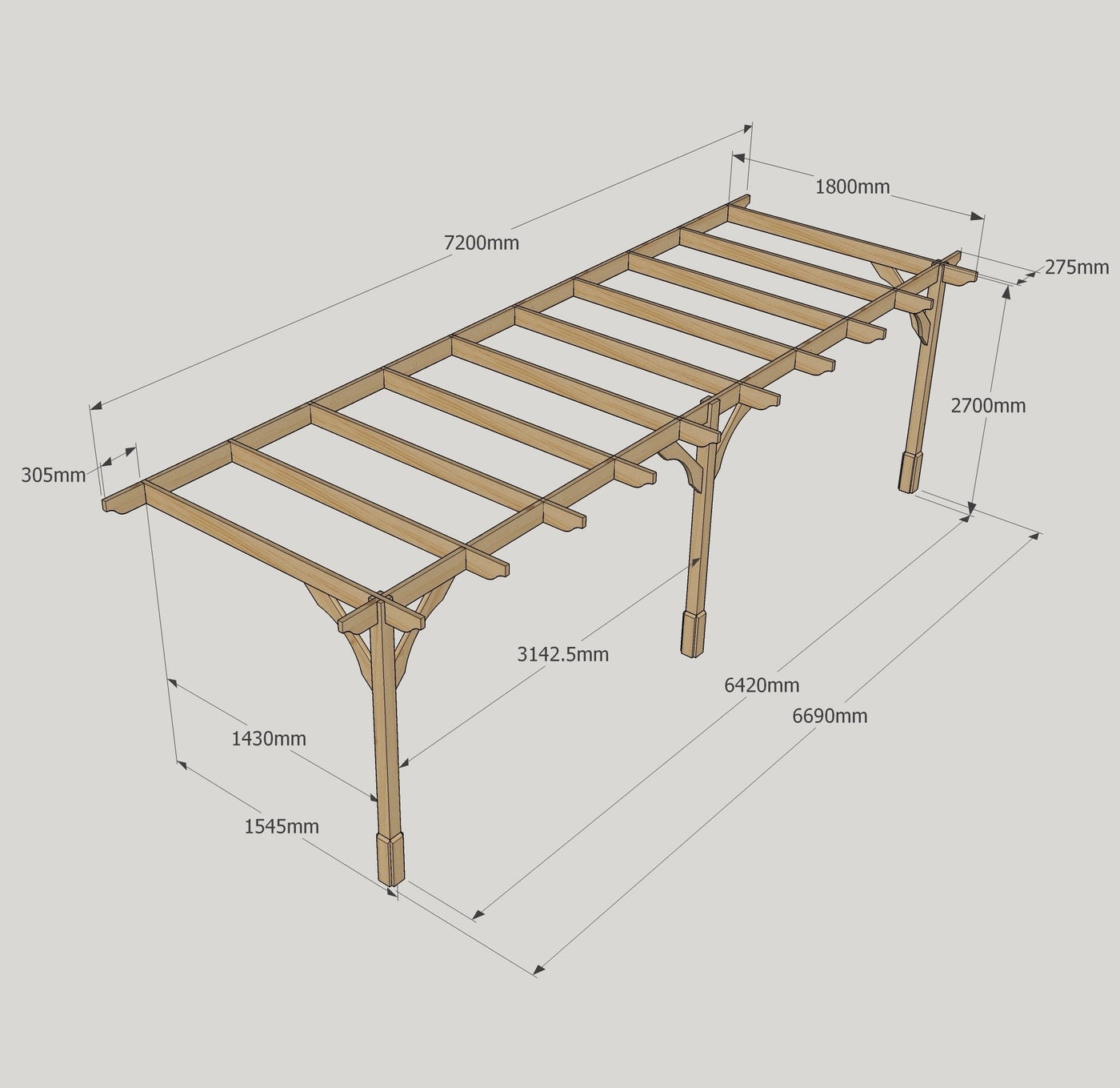 Wall Mounted Premium Pergola - Light Green - 1.8m Depth x 7.2m Length - image 14