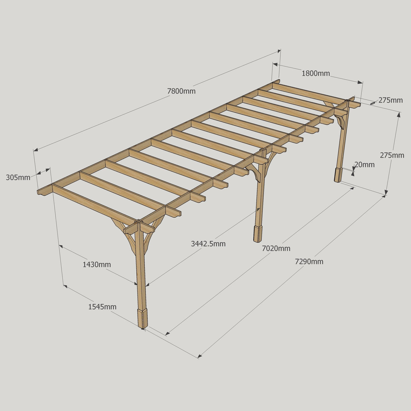 Wall Mounted Premium Pergola - Light Green - 1.8m Depth x 7.8m Length - image 14