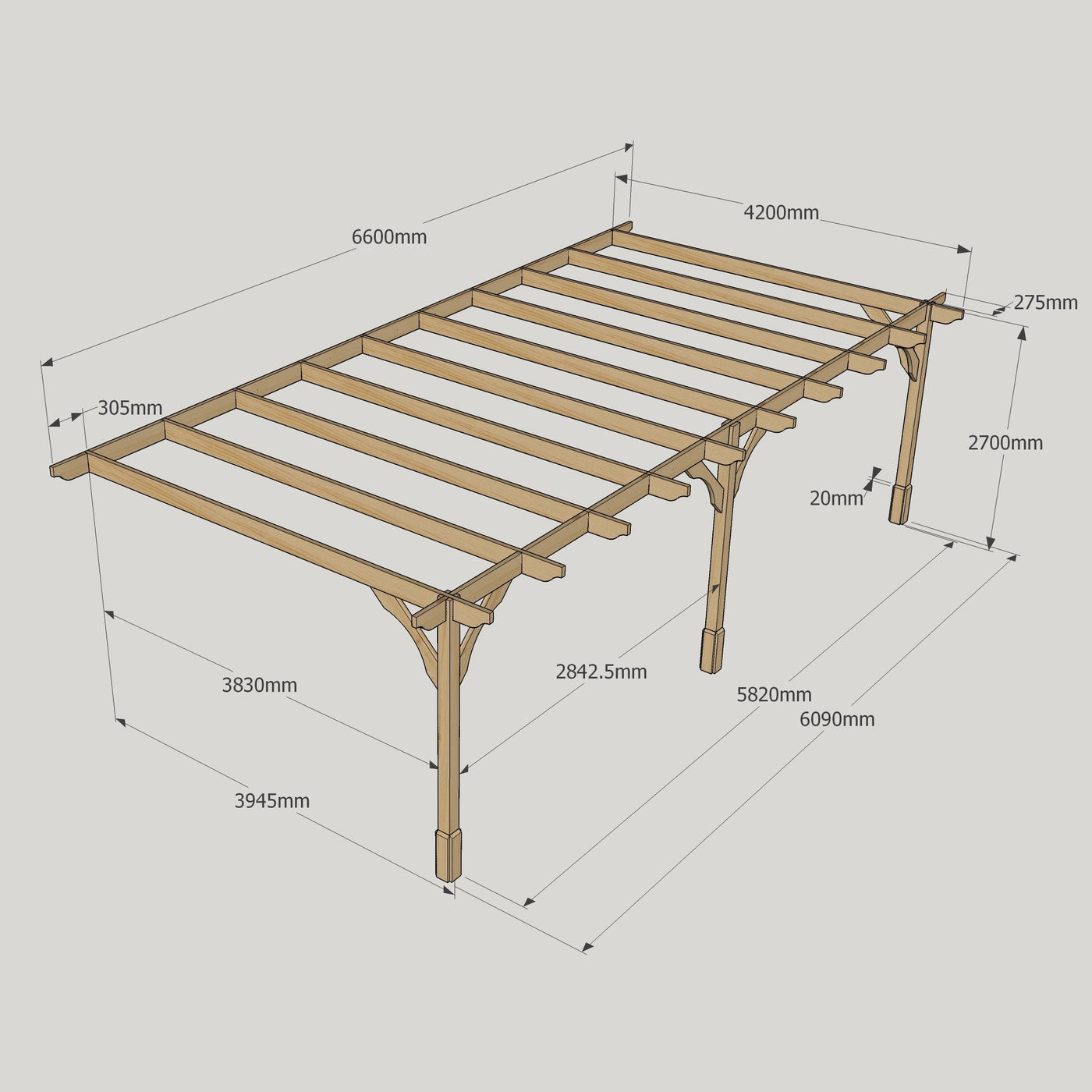 Wall Mounted Premium Pergola - Light Green - 4.2m Depth x 6.6m Length - image 14