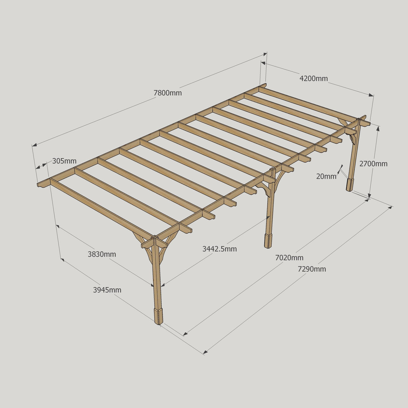 Wall Mounted Premium Pergola - Light Green - 4.2m Depth x 7.8m Length - image 14