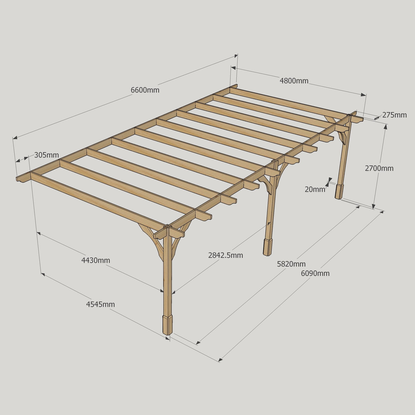 Wall Mounted Premium Pergola - Light Green - 4.8m Depth x 6.6m Length - image 14