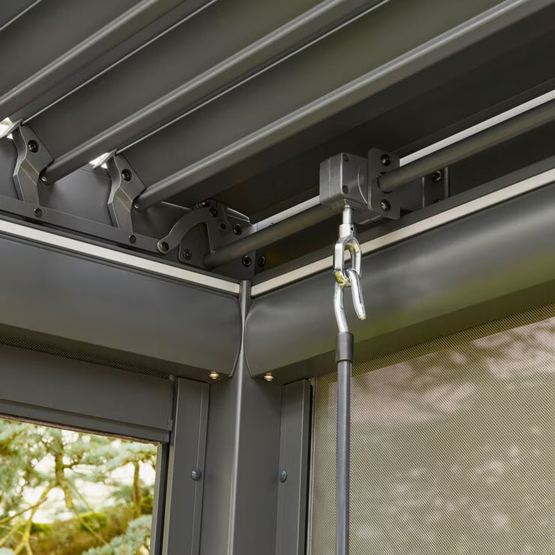 9Ft 7" X 12Ft 10" (2.9 X 3.9M) Louvered Aluminium Pergola Bundle with Pull-Down Screens & LED Lights
