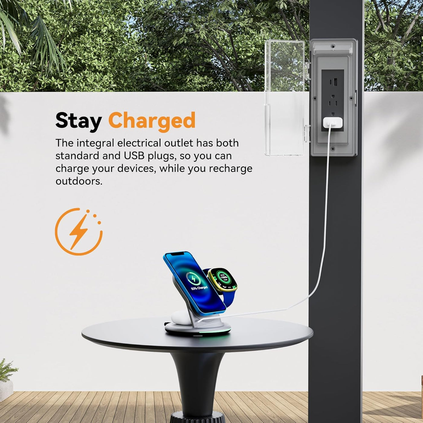 Modern Shade Louvered Pergola 3 X 3.6M with USB Charging Port Deck, Outdoor Pergola with Adjustable Waterproof Roof & Integrated Drainage, Reinforced Frame for Patio Deck Garden, Easy Assembly, Black