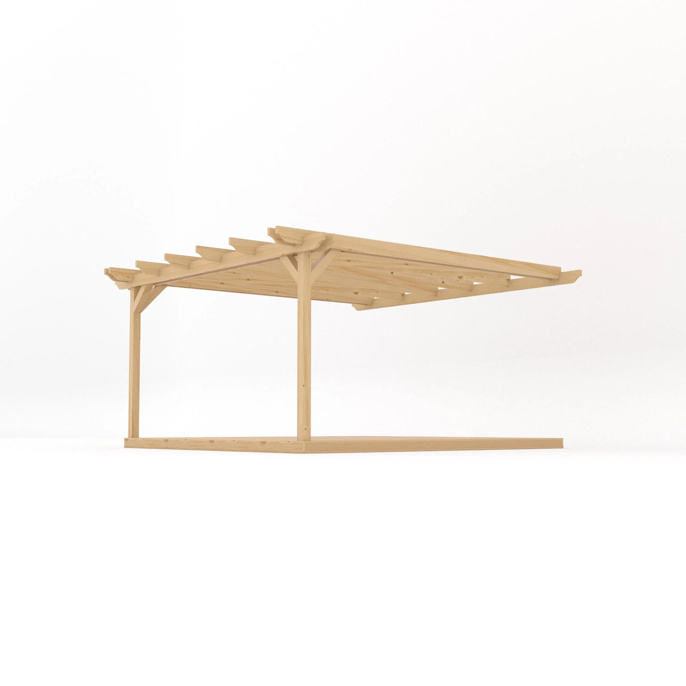 Wall Mounted Double Garden Pergola with Decking - Light Green - 4.2M Depth X 4.2M Length