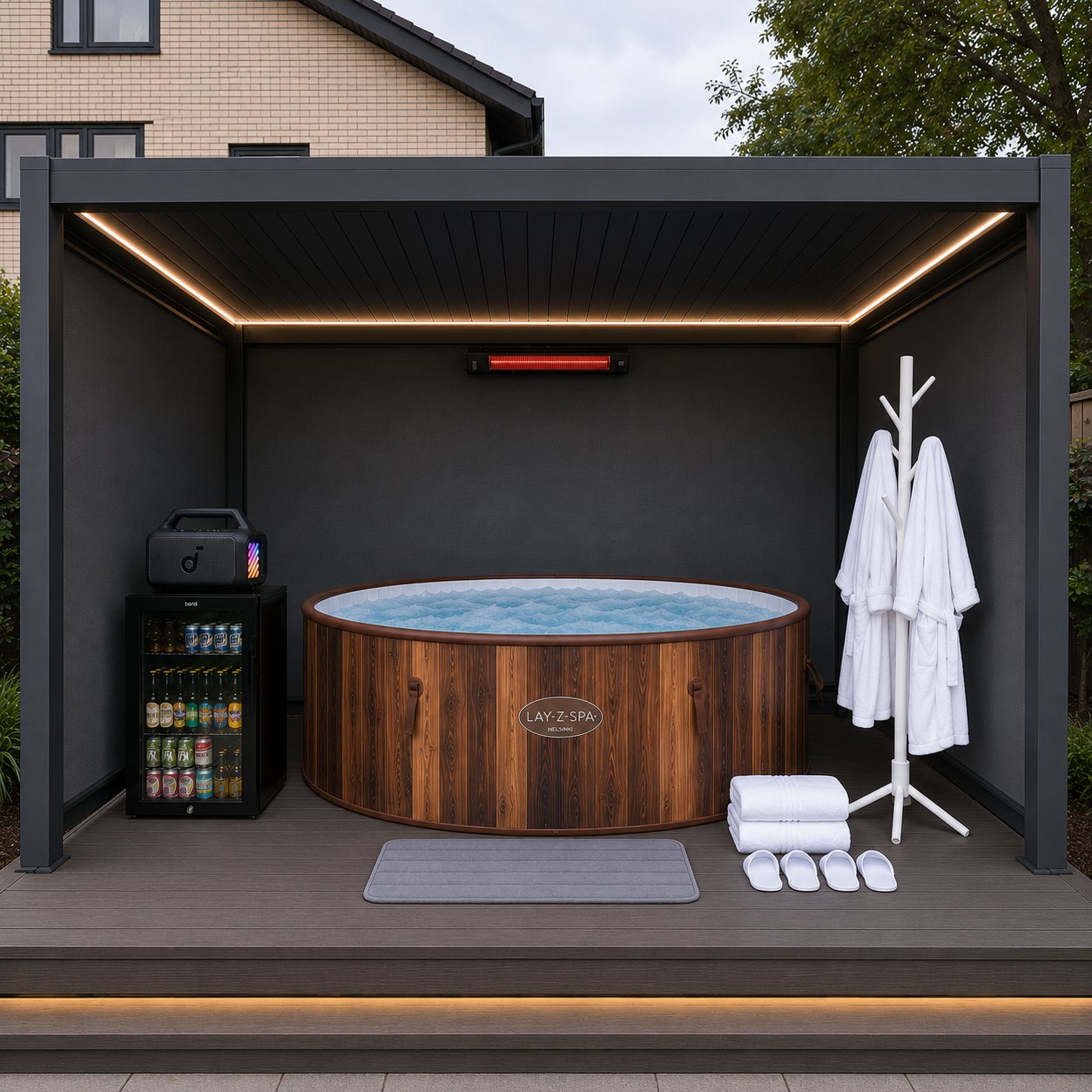 Hot Tub Privacy Spa Bundle – Lifestyle (4×3m)