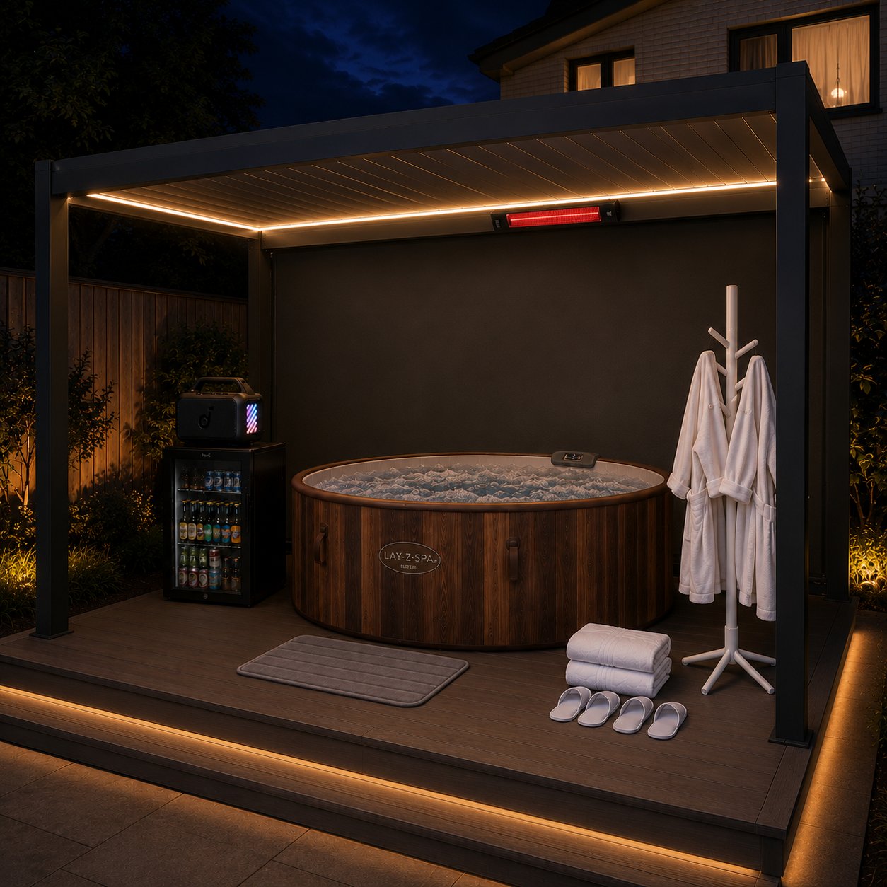 Hot Tub Privacy Spa Bundle – Lifestyle (4×3m)