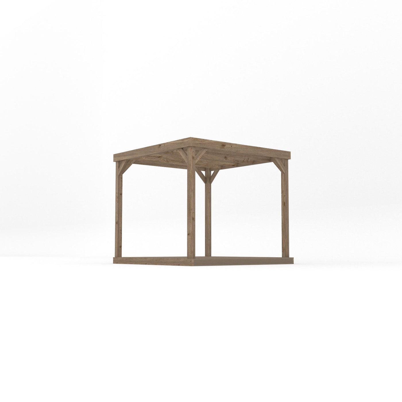 Freestanding Box Pergola with Decking - Rustic Brown - 2.4m Width x 2.4m Length - image 2