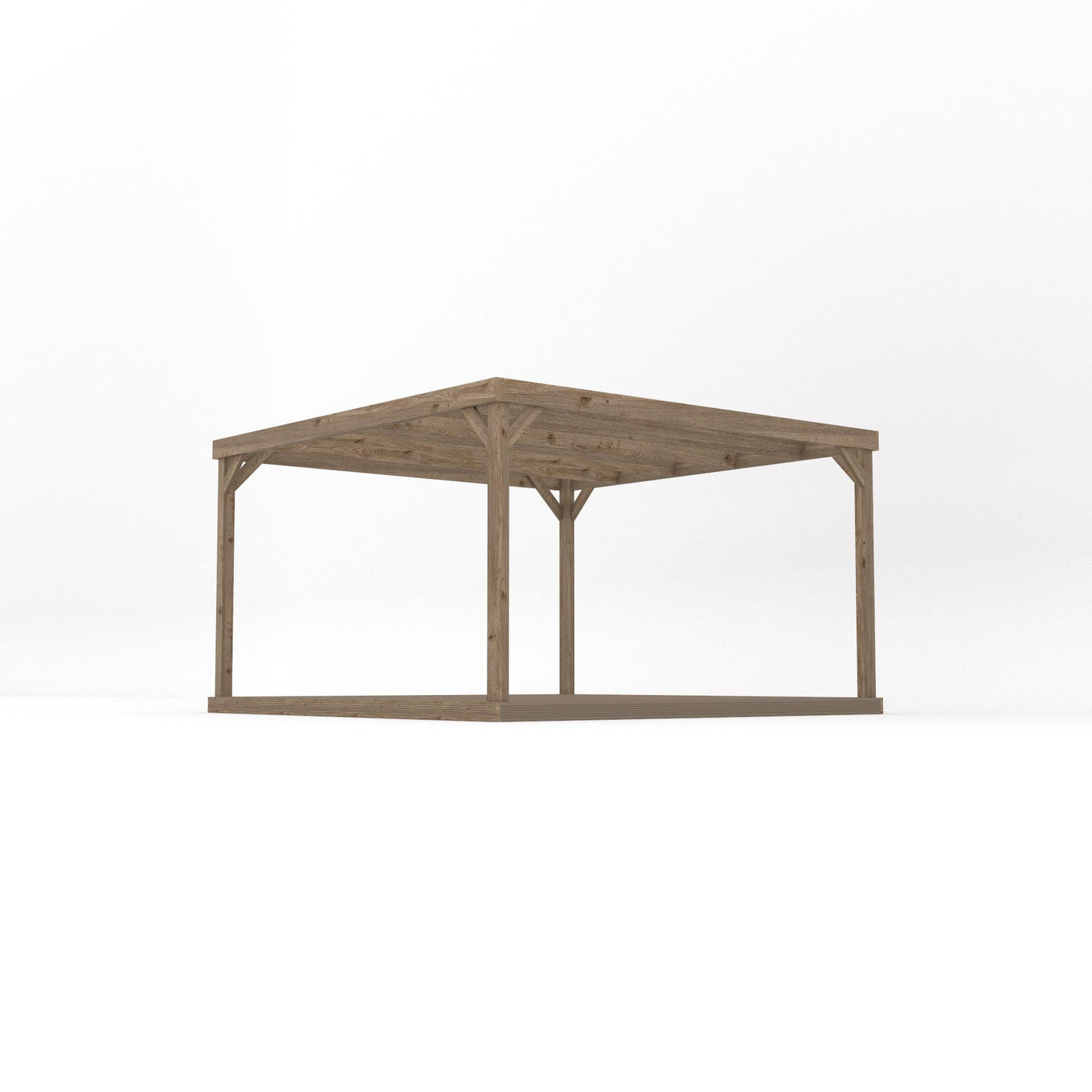Freestanding Box Pergola with Decking - Rustic Brown - 3.6m Width x 3.6m Length - image 2