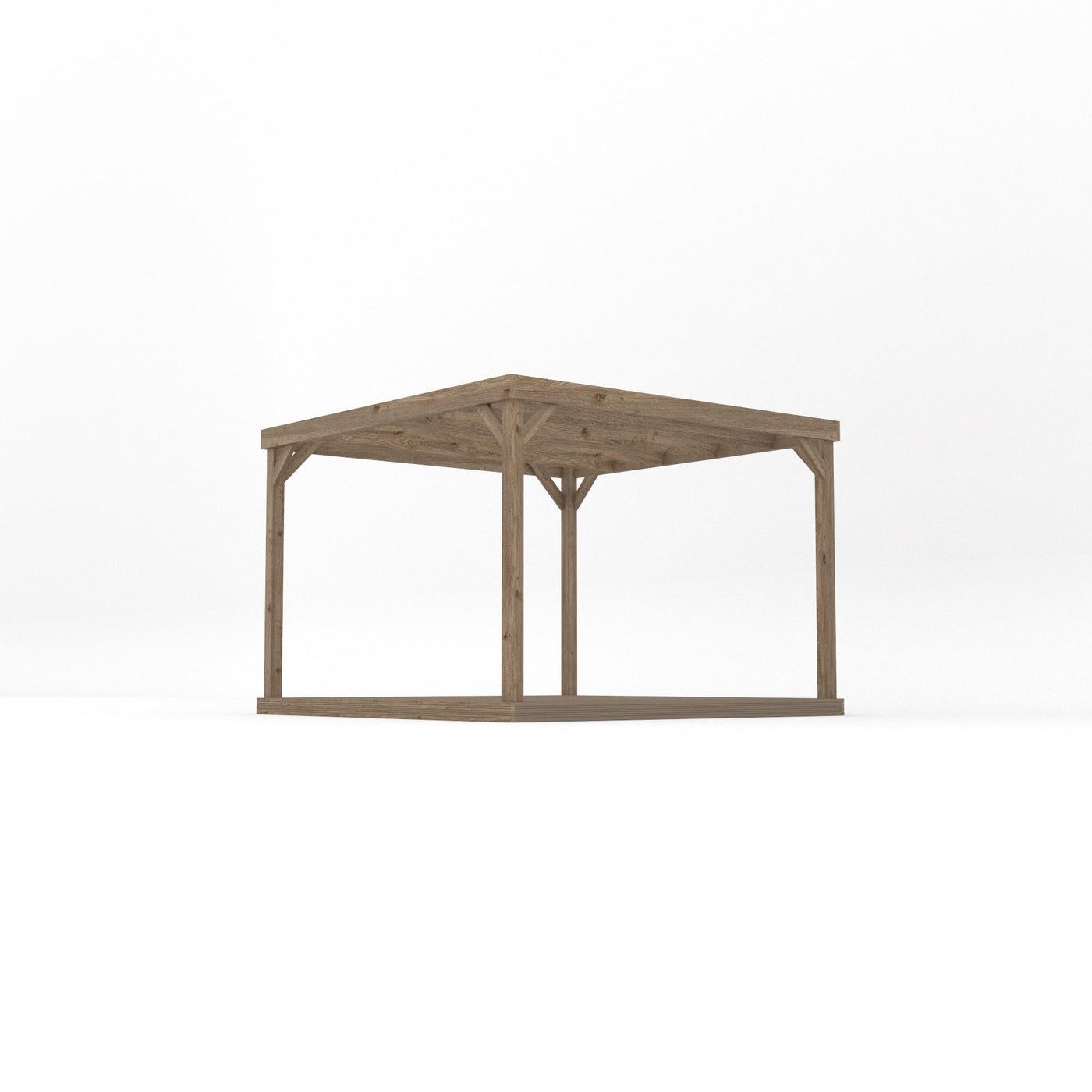 Freestanding Box Pergola with Decking - Rustic Brown - 3m Width x 3m Length - image 2