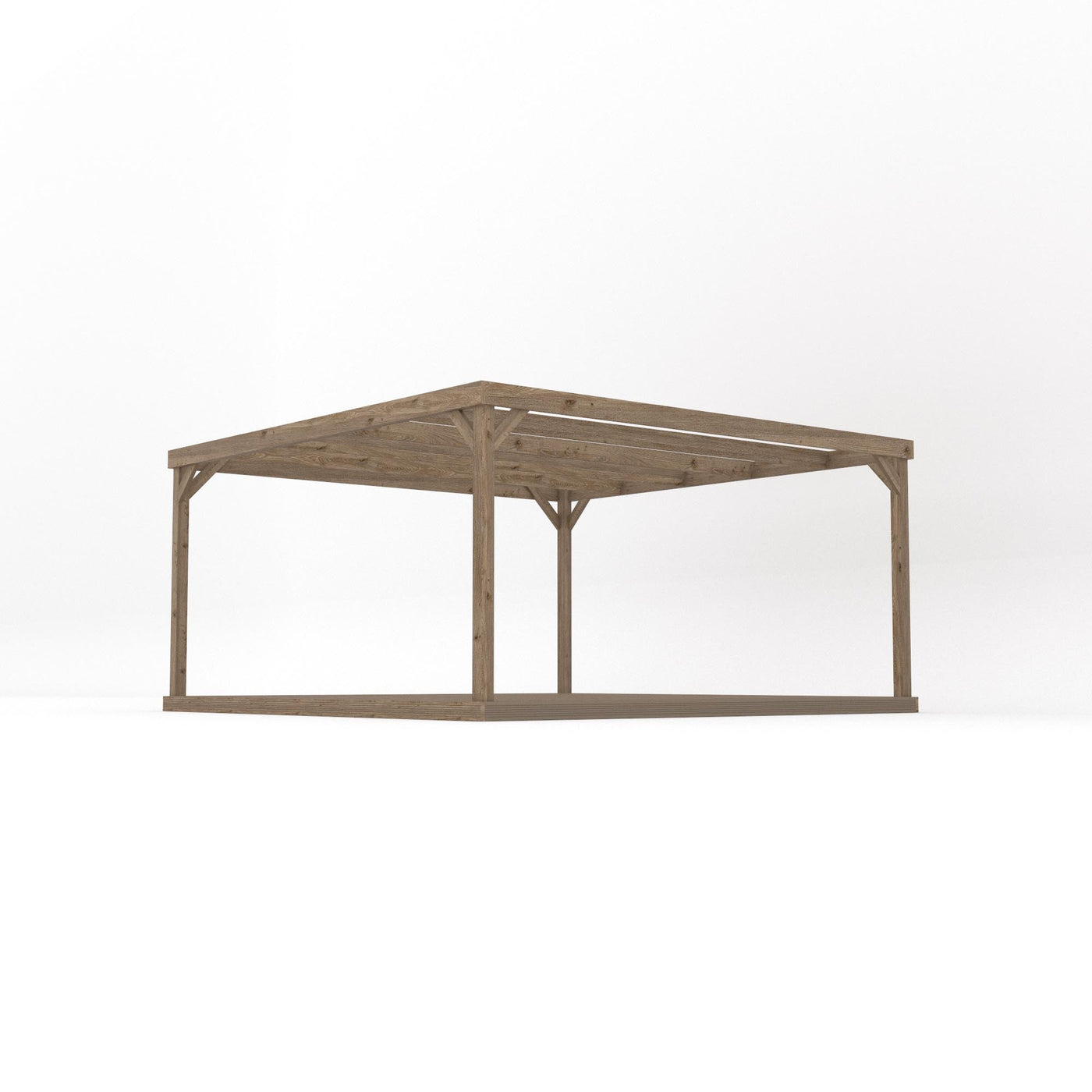 Freestanding Box Pergola with Decking - Rustic Brown - 4.2m Width x 4.2m Length - image 2