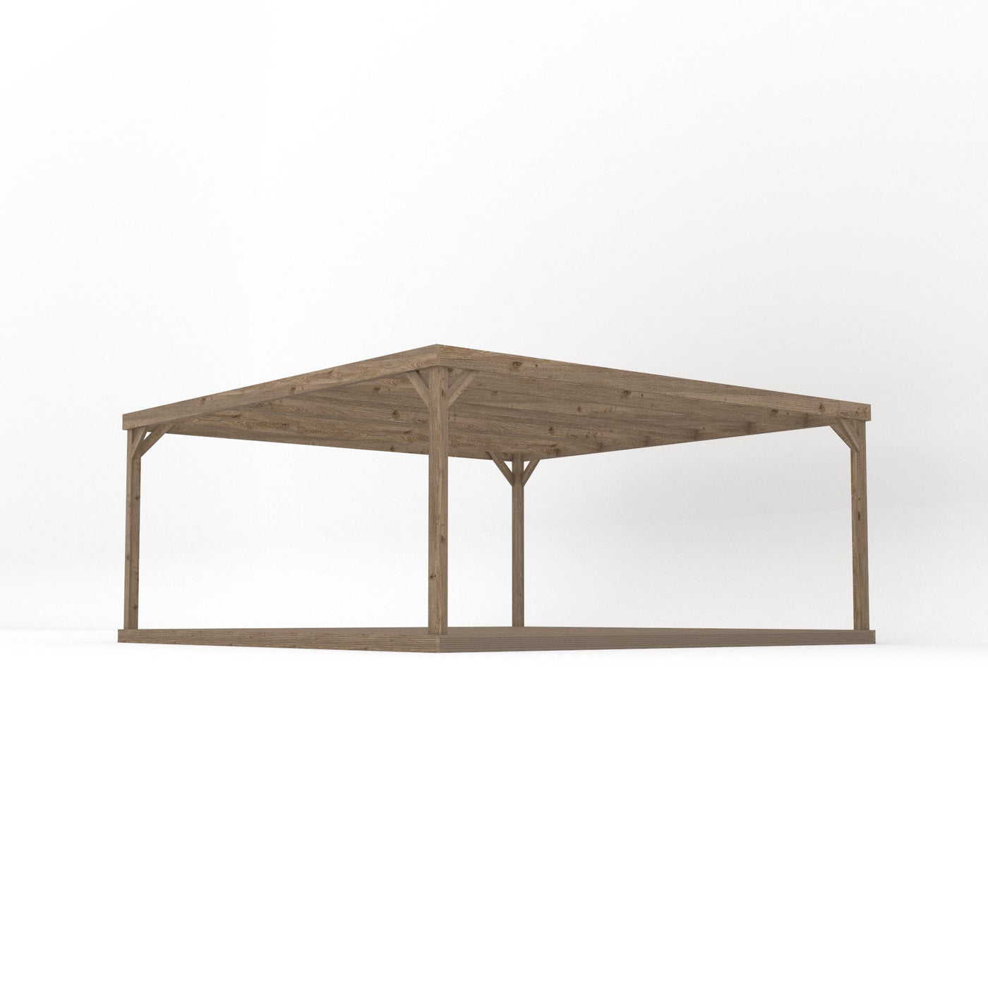 Freestanding Box Pergola with Decking - Rustic Brown - 4.8m Width x 4.8m Length - image 2