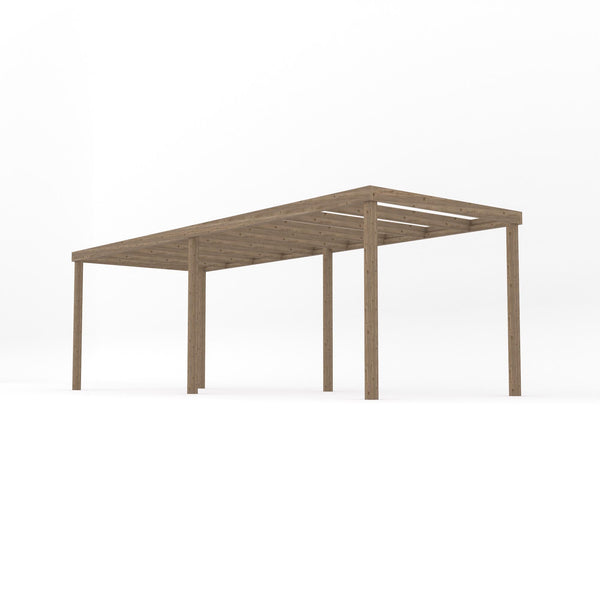 Freestanding Box Pergola - Rustic Brown - 1.8m Width x 6.6m Length