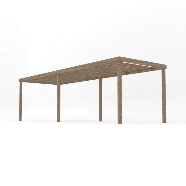 Freestanding Box Pergola - Rustic Brown - 3m Width x 7.2m Length