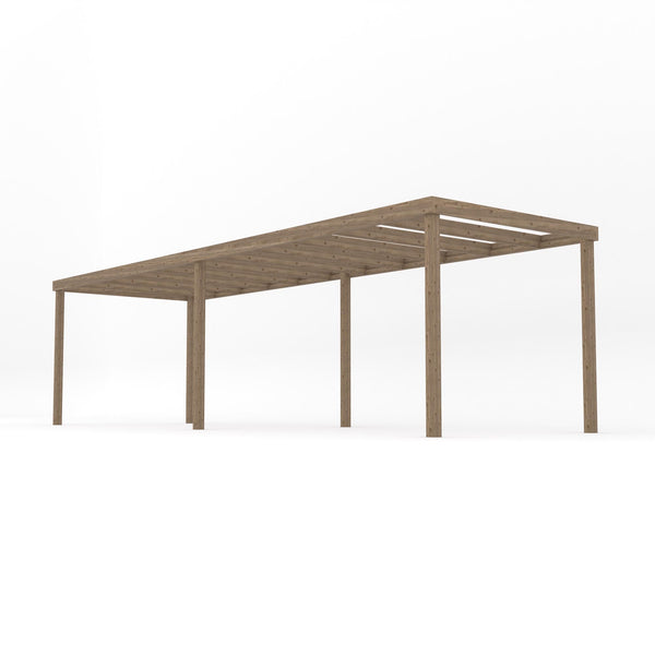 Freestanding Box Pergola - Rustic Brown - 2.4m Width x 7.8m Length
