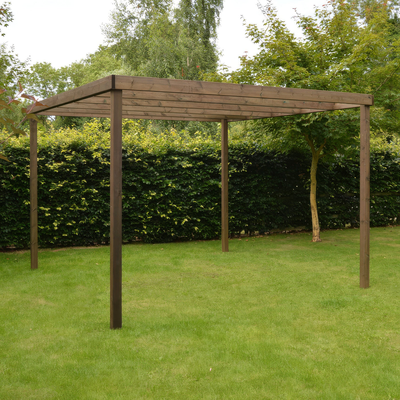 Freestanding Box Pergola - Rustic Brown - 4.2m Width x 4.2m Length - image 5