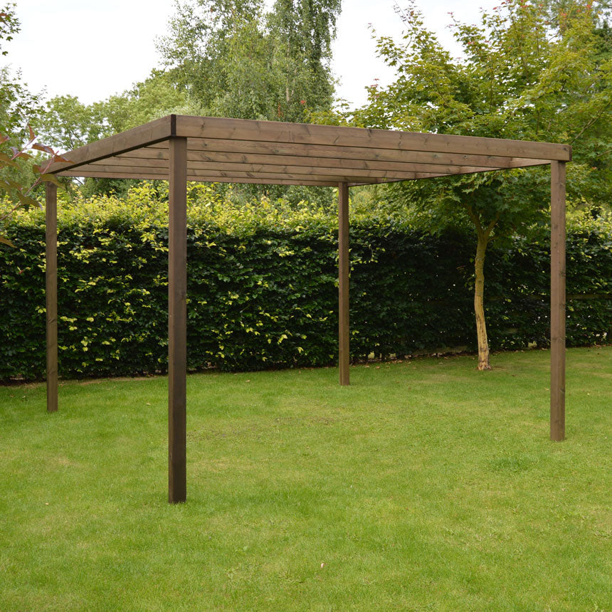 Freestanding Box Pergola - Rustic Brown - 4.2m Width x 7.8m Length - image 8