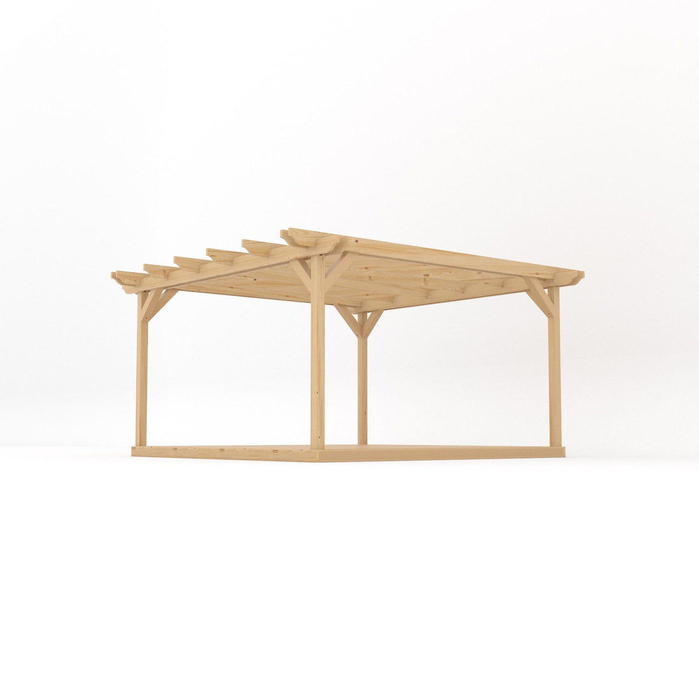 Freestanding Double Garden Pergola with Decking - Light Green - 4.2m Width x 4.2m Length - image 2
