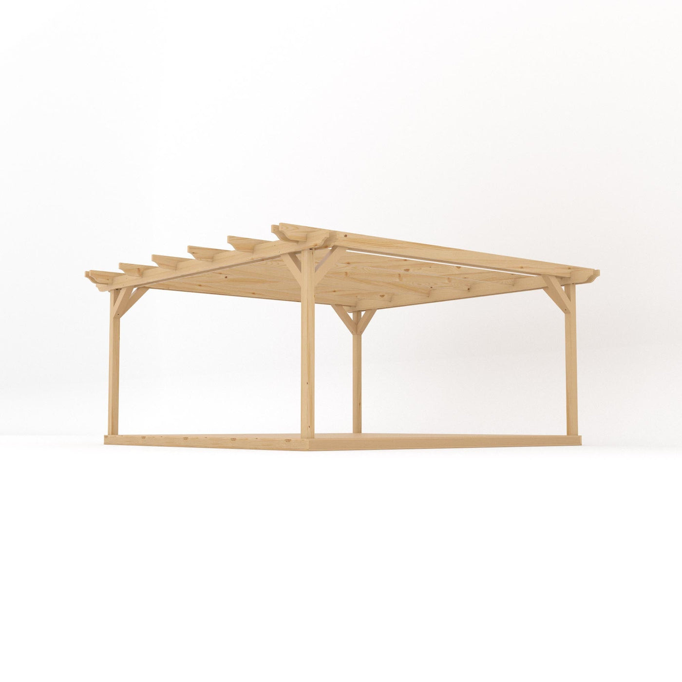 Freestanding Double Garden Pergola with Decking - Light Green - 4.8m Width x 4.8m Length - image 2