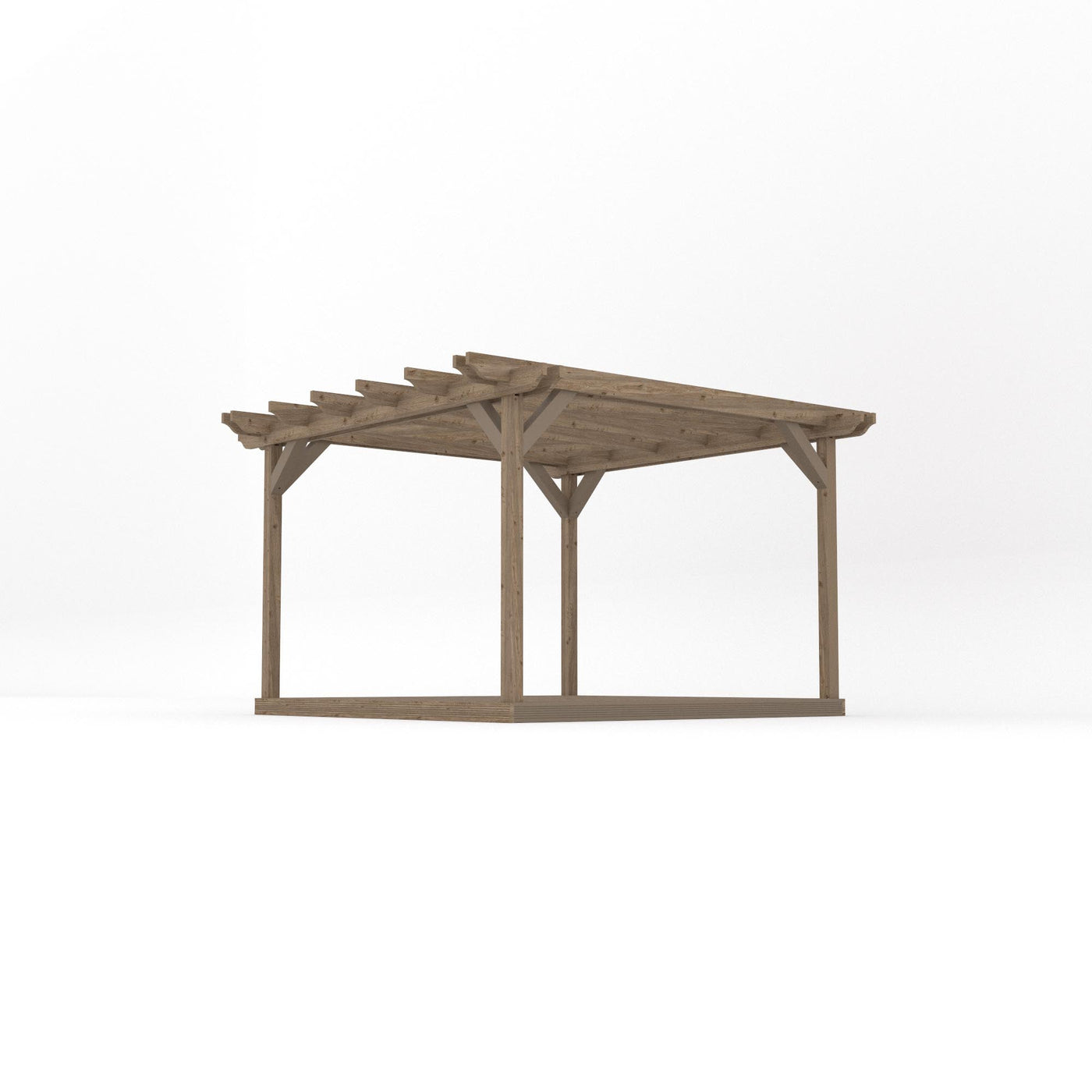 Freestanding Double Garden Pergola with Decking - Rustic Brown - 3.6m Width x 3.6m Length - image 2
