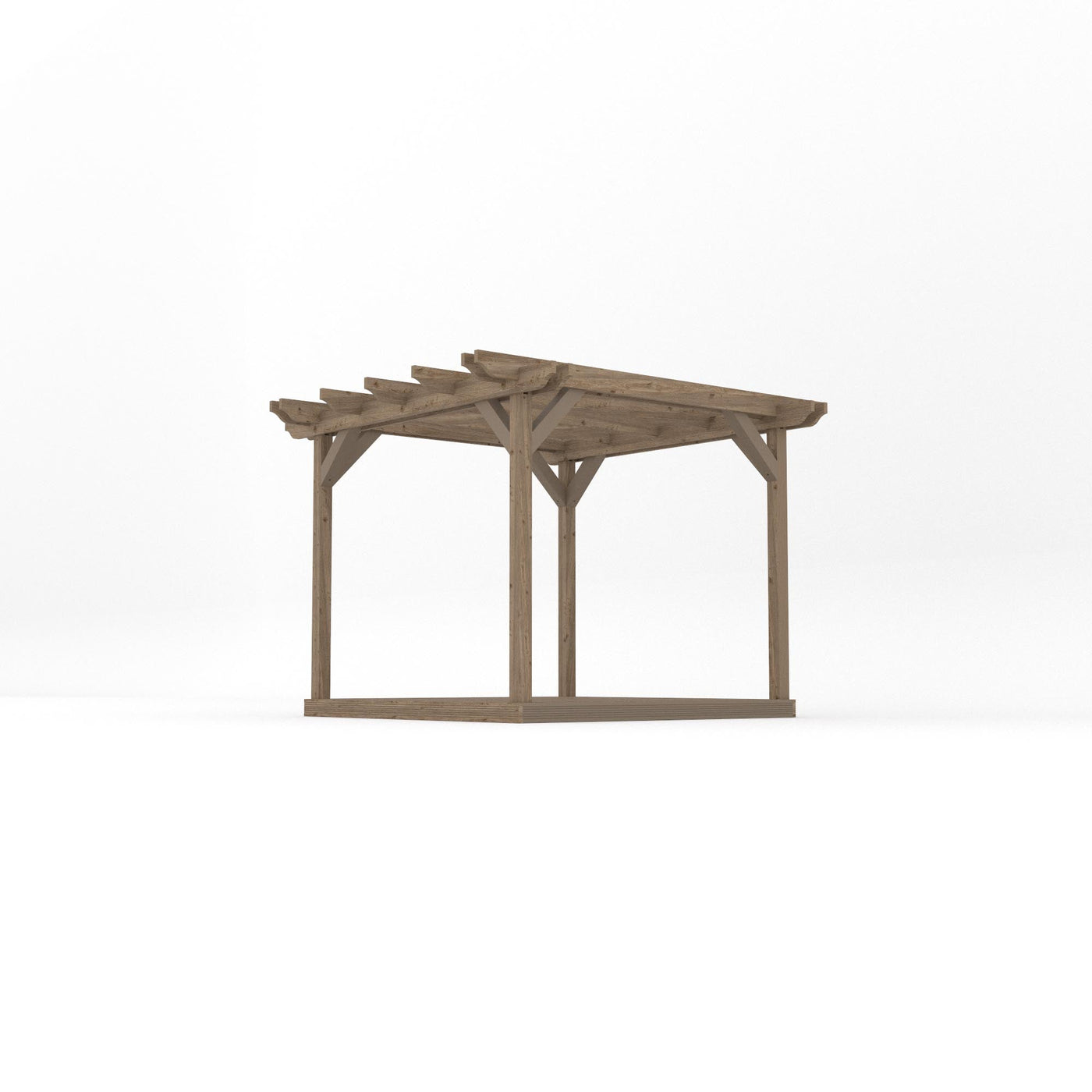 Freestanding Double Garden Pergola with Decking - Rustic Brown - 3m Width x 3m Length - image 2