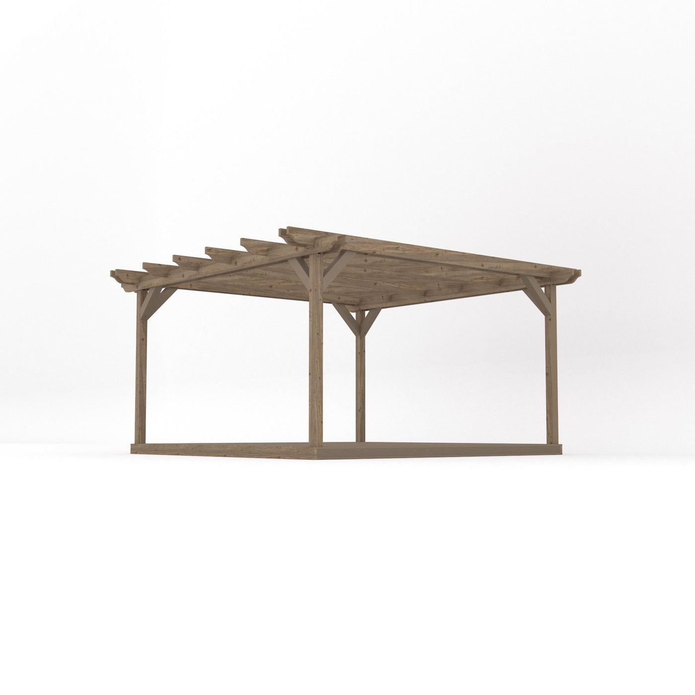 Freestanding Double Garden Pergola with Decking - Rustic Brown - 4.2m Width x 4.2m Length - image 2