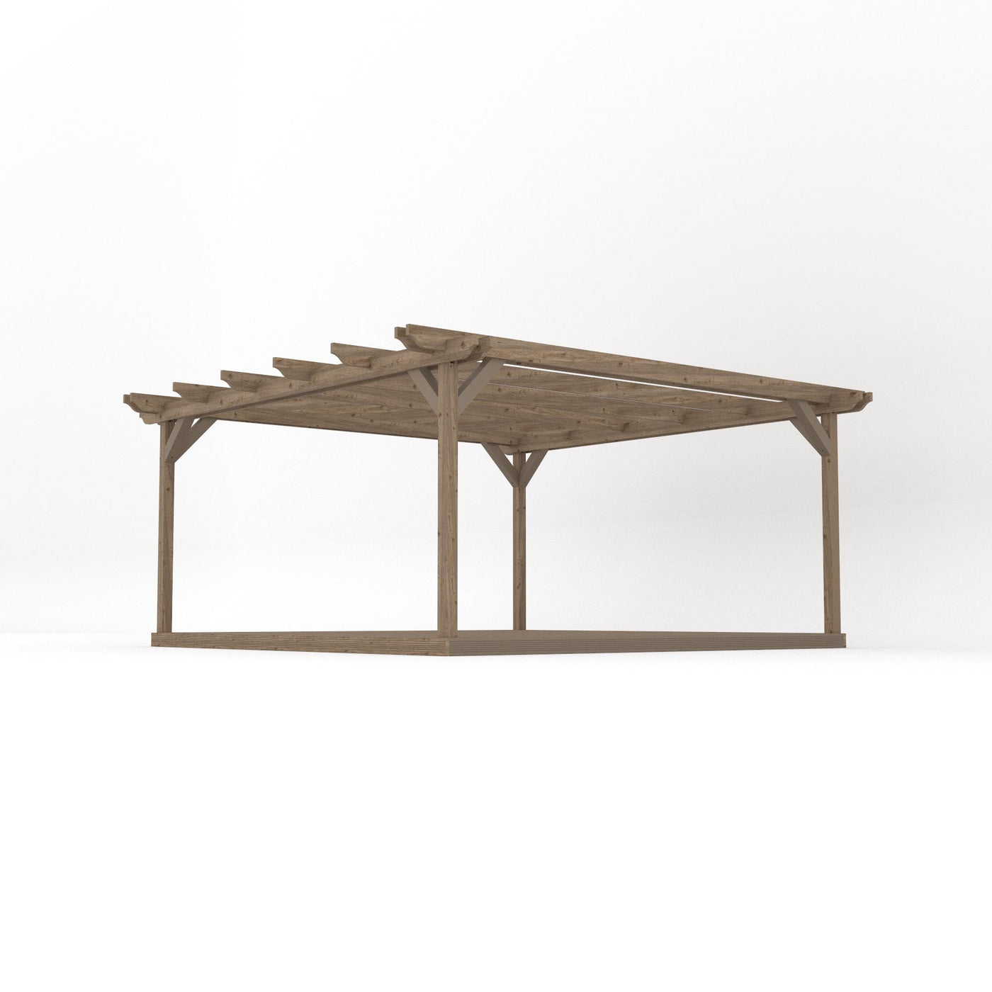 Freestanding Double Garden Pergola with Decking - Rustic Brown - 4.8m Width x 4.8m Length - image 2