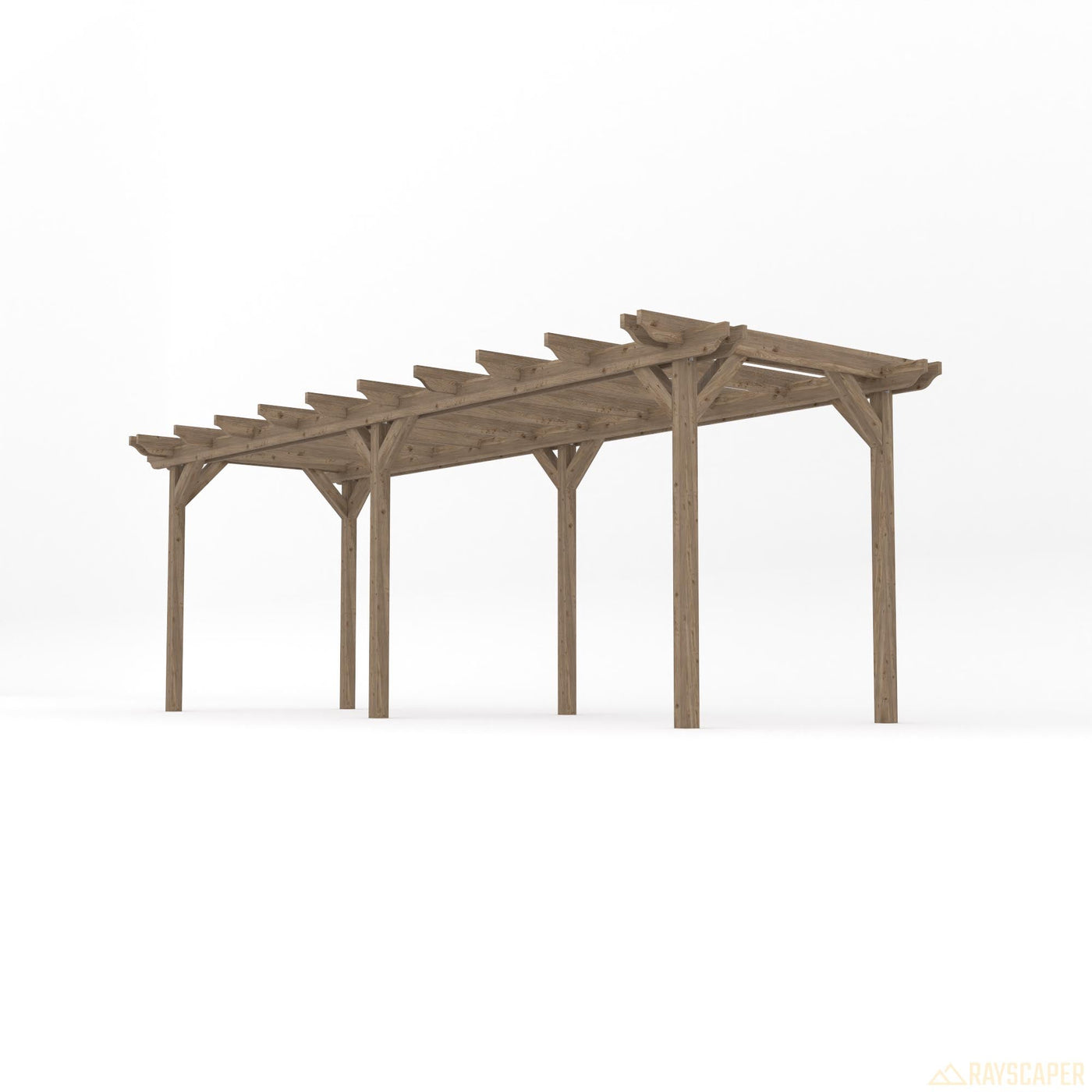 Freestanding Double Garden Pergola - Rustic Brown - 2.4m Width x 6.6m Length - image 2