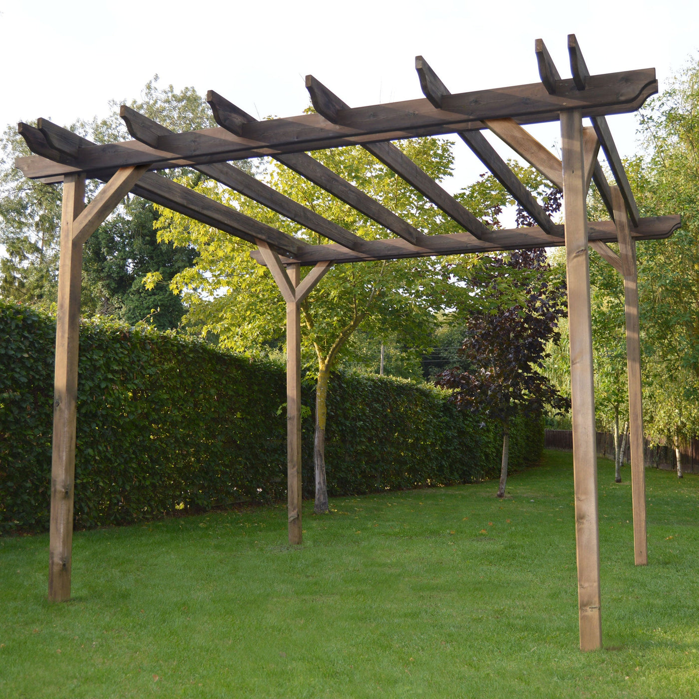 Freestanding Double Garden Pergola - Rustic Brown - 2.4m Width x 5.4m Length - image 1