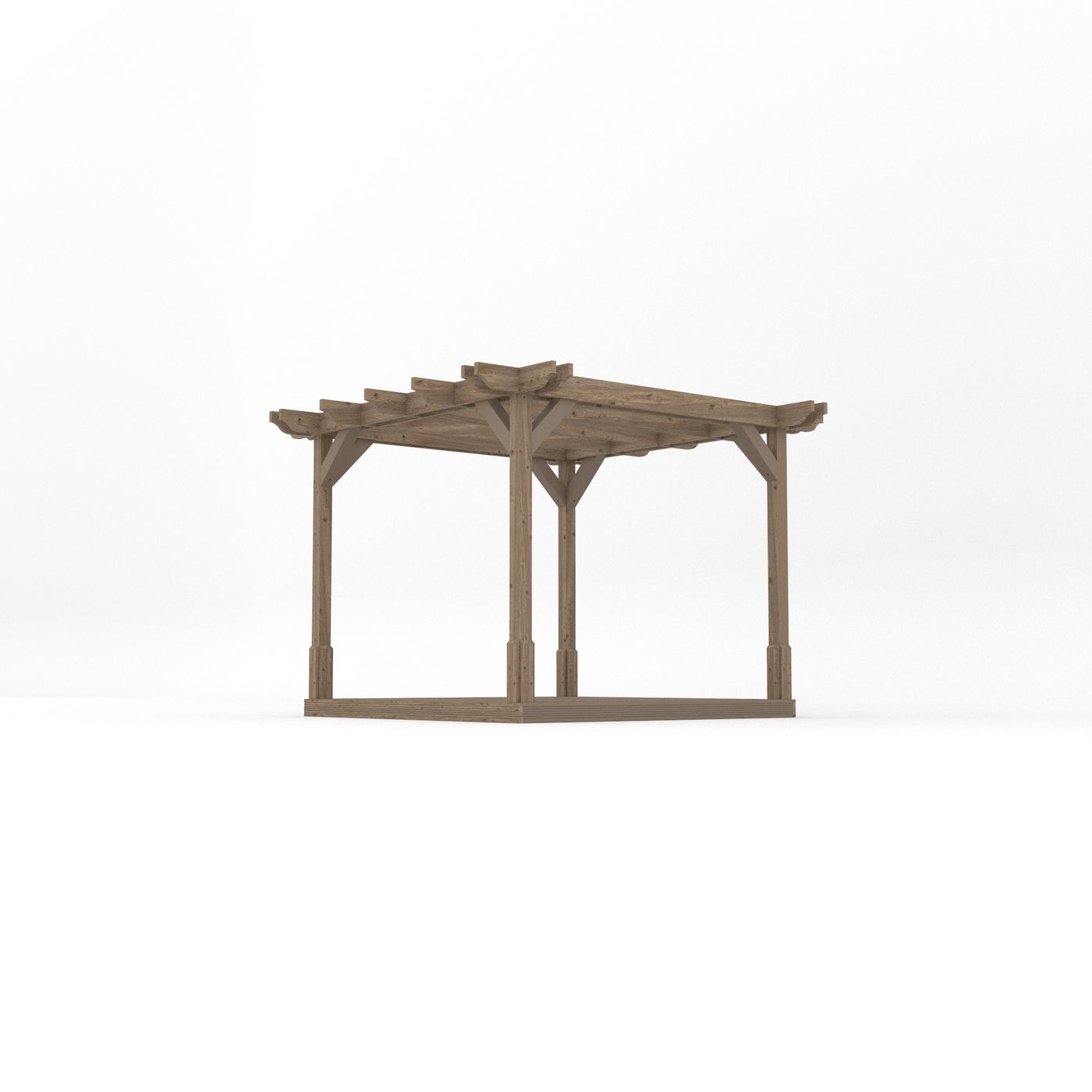 Freestanding Double Premium Pergola with Decking - Rustic Brown - 3m Width x 3m Length - image 2