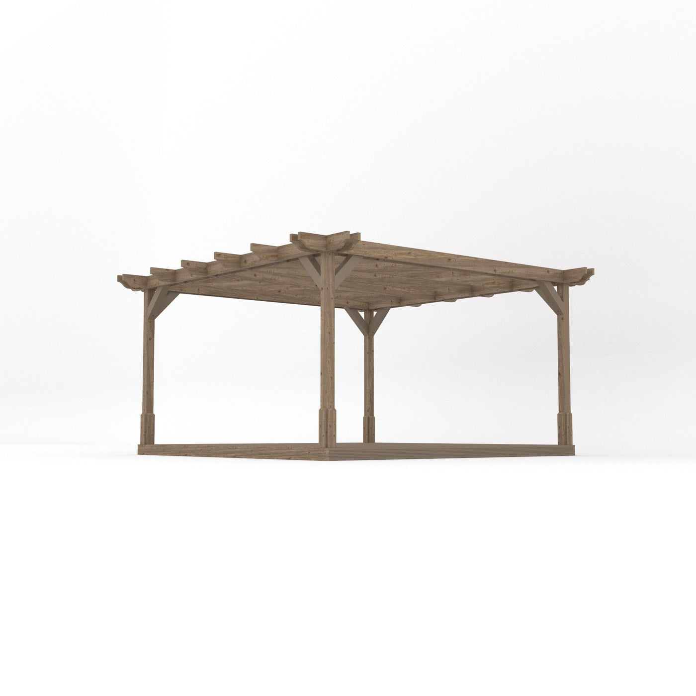 Freestanding Double Premium Pergola with Decking - Rustic Brown - 4.2m Width x 4.2m Length - image 2