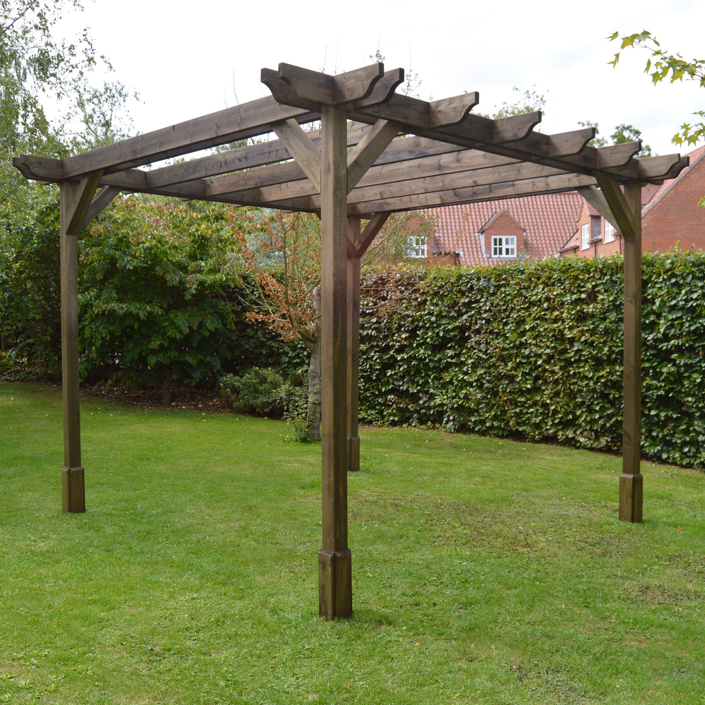 Freestanding Double Premium Pergola - Rustic Brown - 1.8m Width x 7.2m Length - image 3
