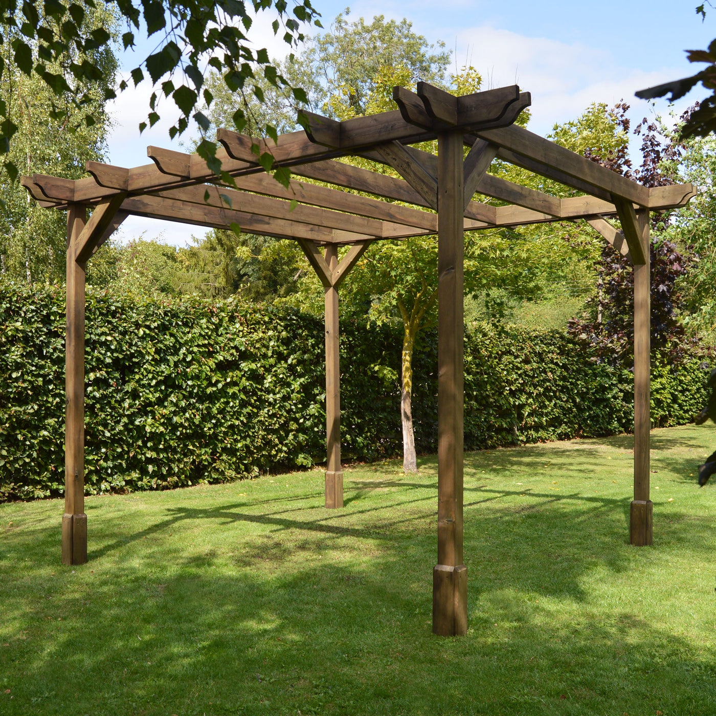 Freestanding Double Premium Pergola - Rustic Brown - 4.2m Width x 4.2m Length - image 5