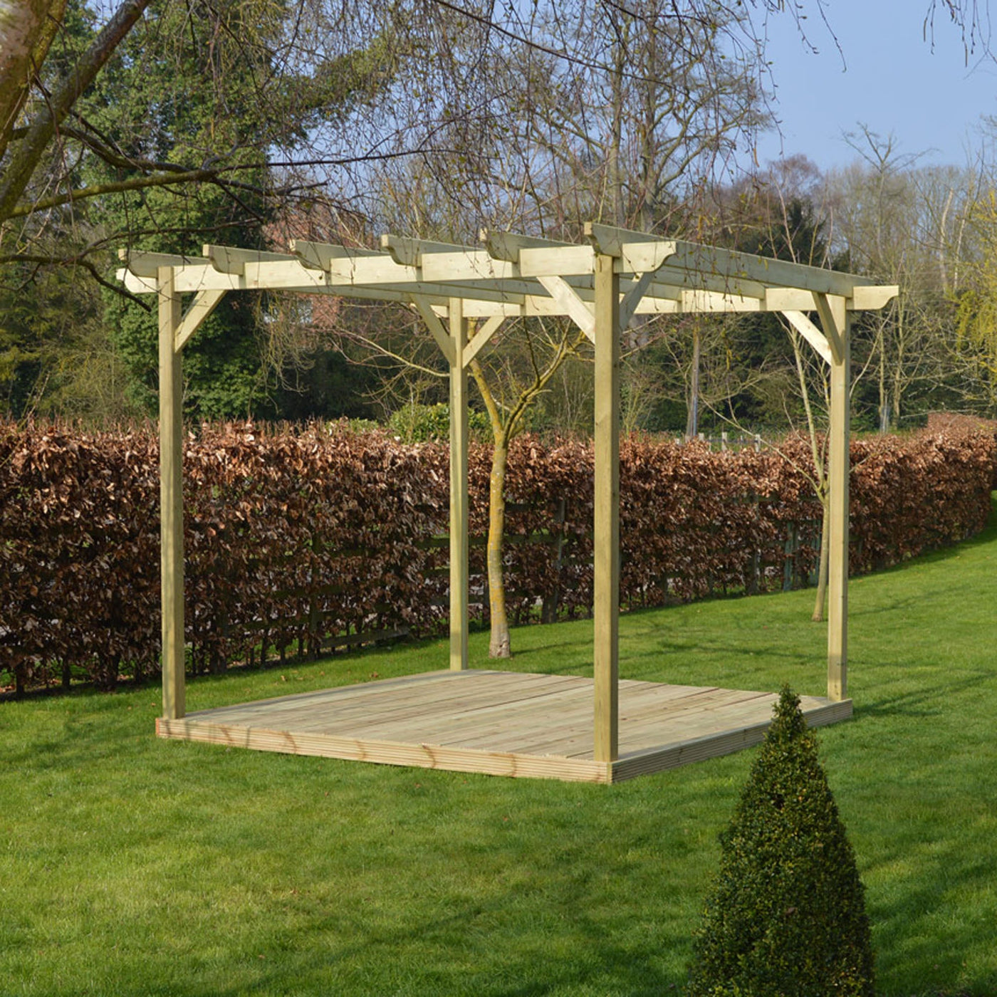 Freestanding Garden Pergola with Decking - Light Green - 2.4m Width x 2.4m Length - image 5