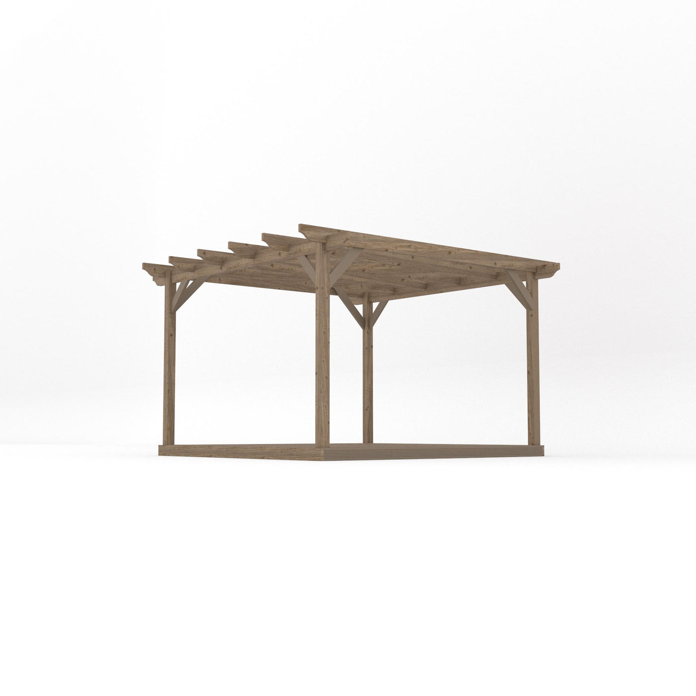 Freestanding Garden Pergola with Decking - Rustic Brown - 3.6m Width x 3.6m Length - image 2