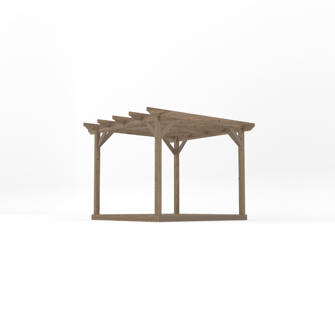 Freestanding Garden Pergola with Decking - Rustic Brown - 3m Width x 3m Length - image 2