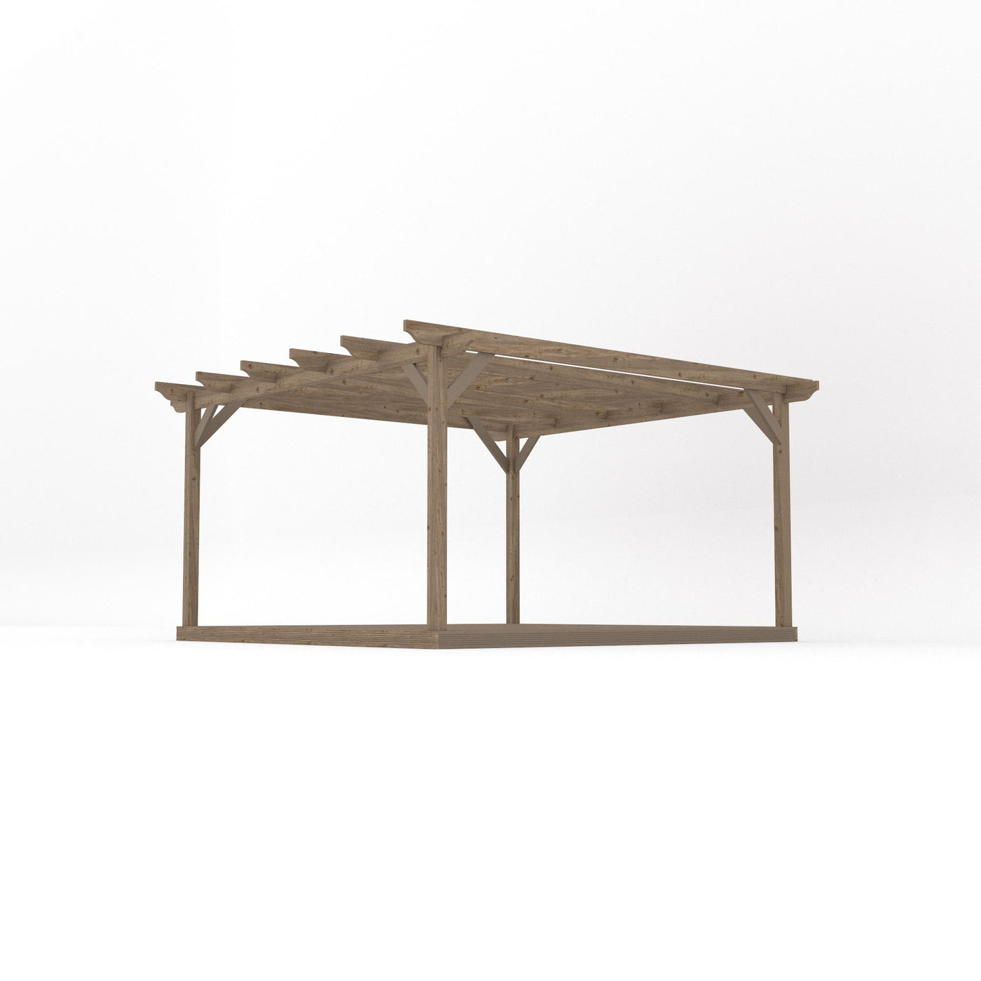 Freestanding Garden Pergola with Decking - Rustic Brown - 4.2m Width x 4.2m Length - image 2