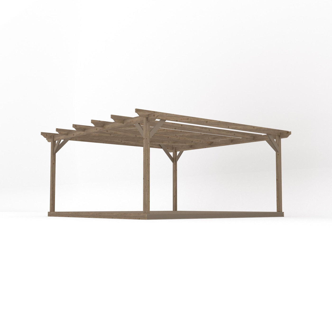Freestanding Garden Pergola with Decking - Rustic Brown - 4.8m Width x 4.8m Length - image 2