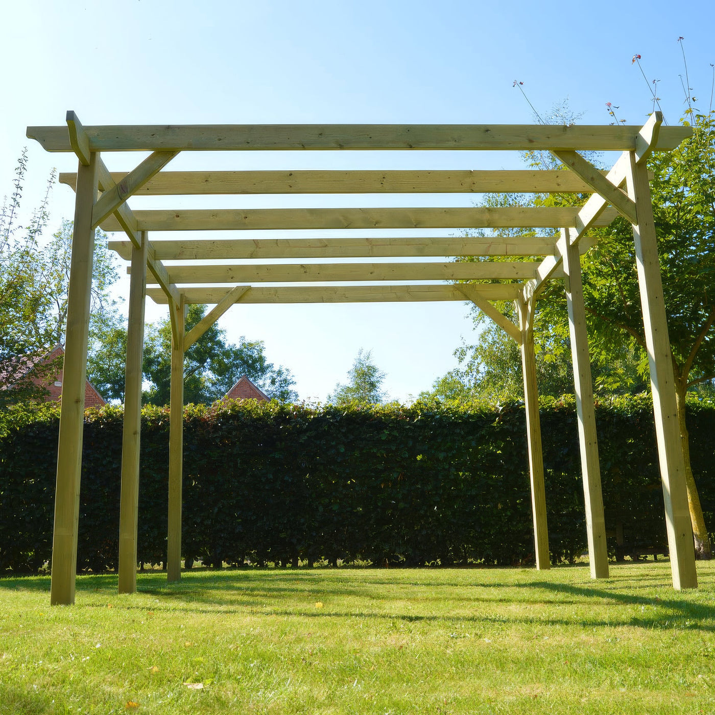 Freestanding Garden Pergola - Light Green - 4.2m Width x 6m Length - image 3