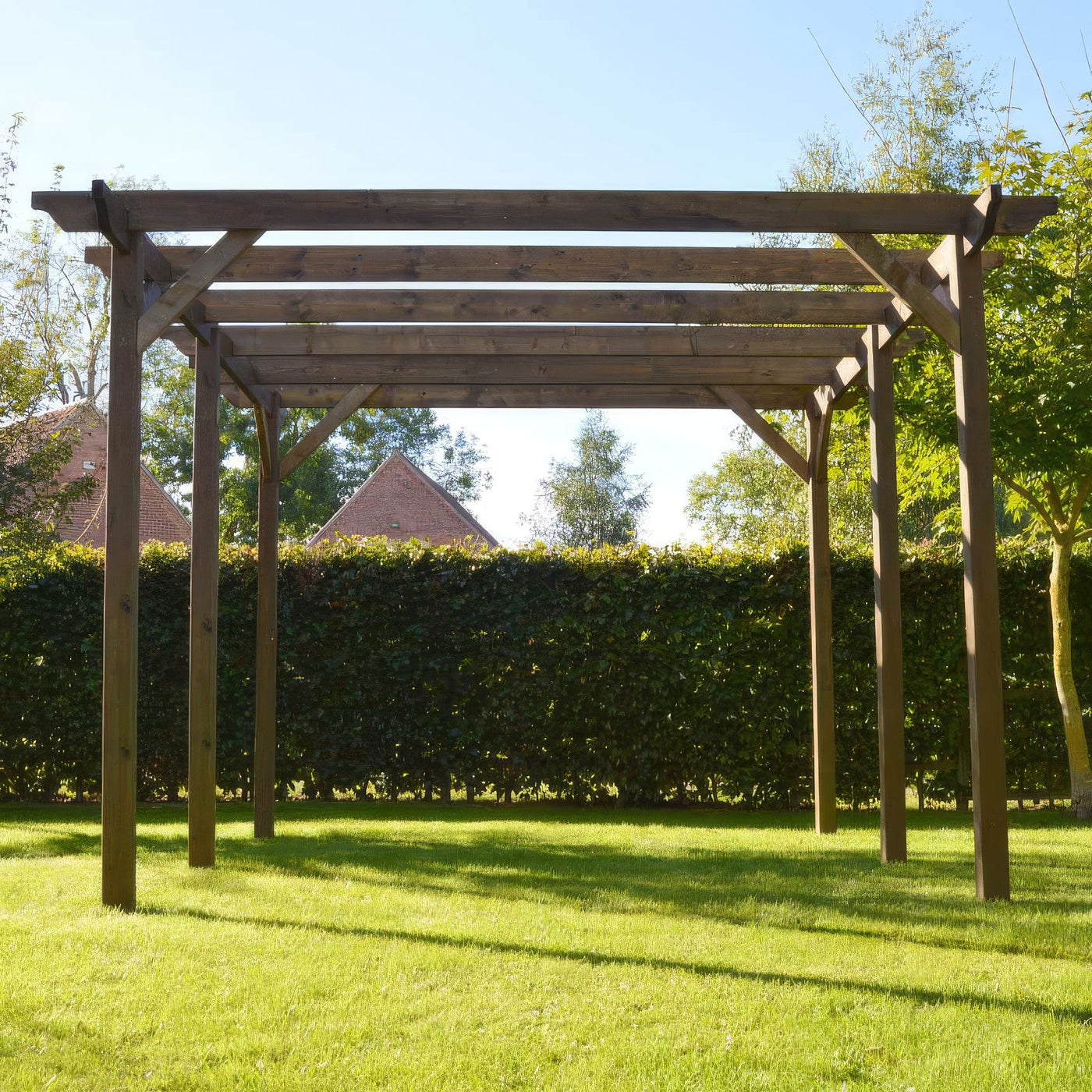 Freestanding Garden Pergola - Rustic Brown - 4.2m Width x 7.8m Length - image 3