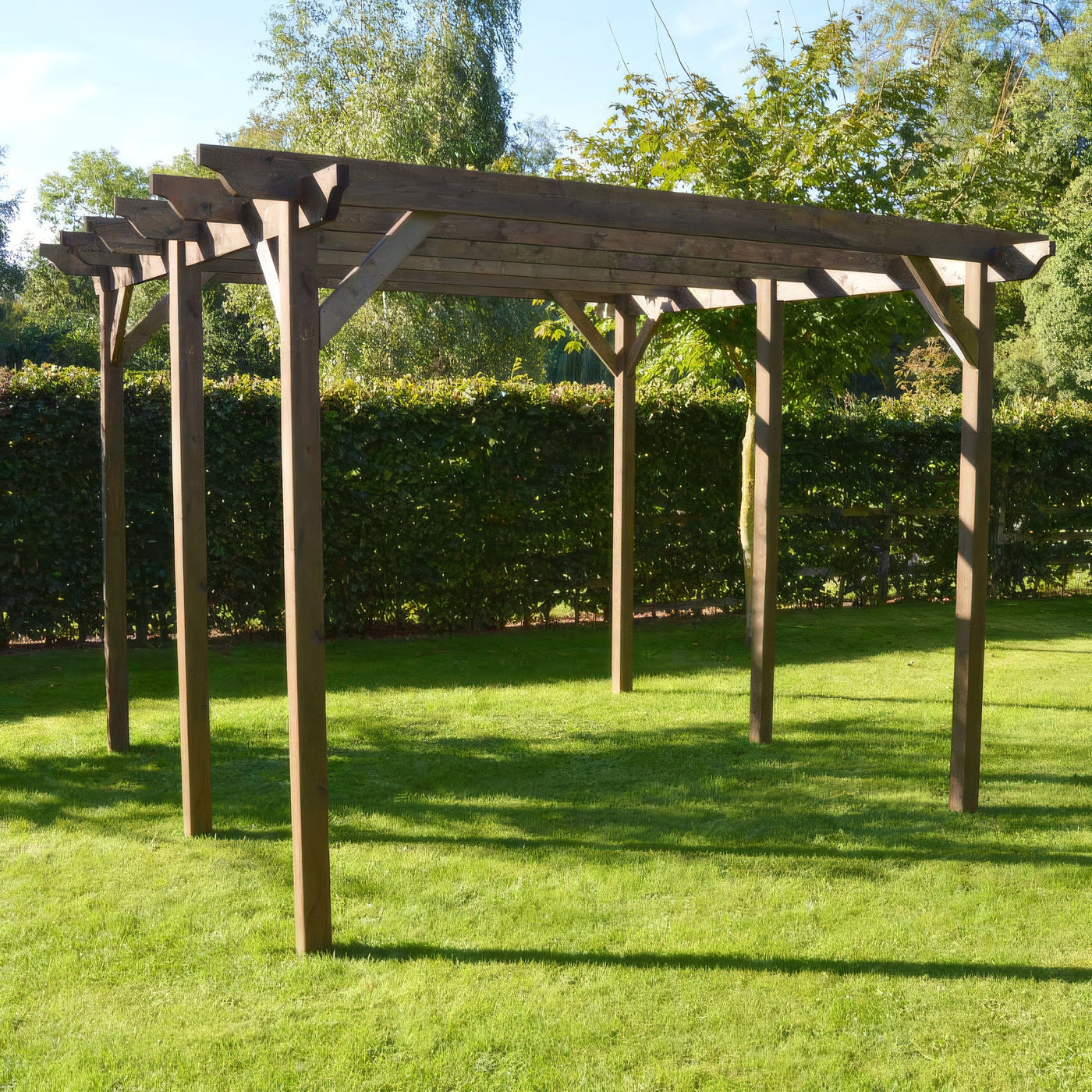 Freestanding Garden Pergola - Rustic Brown - 4.8m Width x 4.8m Length - image 4