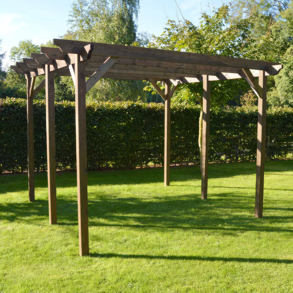 Freestanding Garden Pergola - Rustic Brown - 4.8m Width x 6m Length
